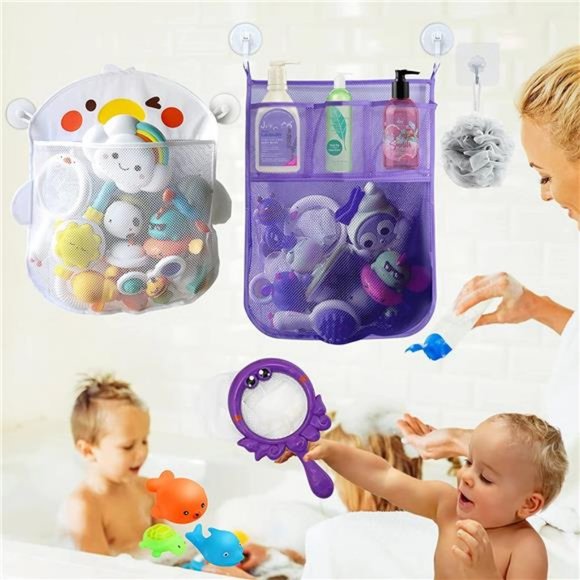 2PACK Bath Toy Storage for Kids & Toddlers, Bath Organizer with Multi-Pockets - Picture 10 of 14